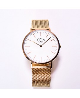 Pink gold steel watch